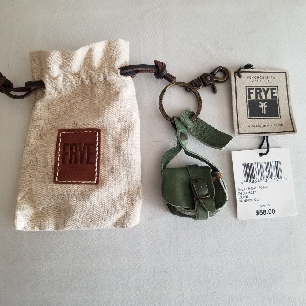 Vintage Frye Green Leather Bag Keychain
